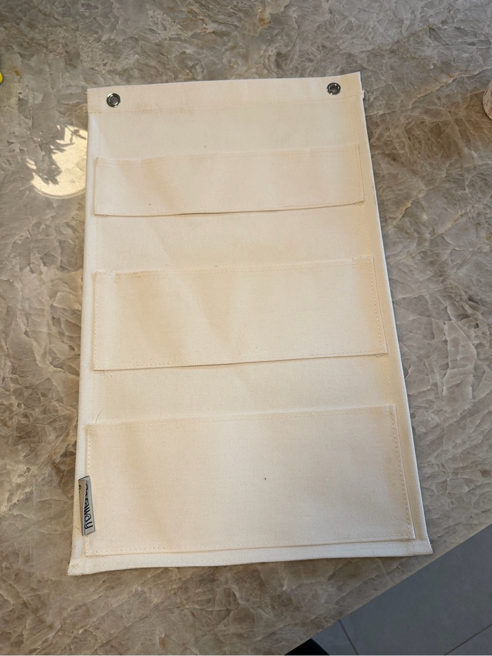 Caraway Canvas Wall Organizer with Three Pockets - Cream